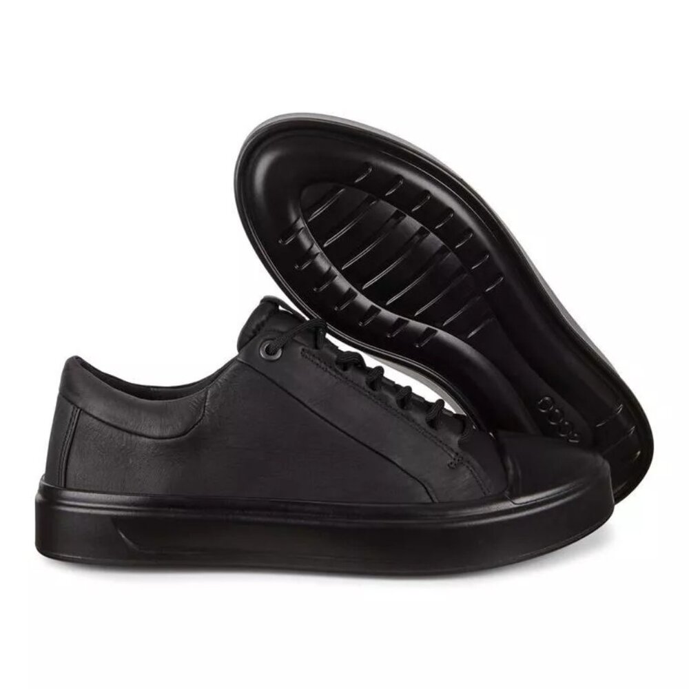 ECCO Womens EU 38 US 8 Flexure T-Cap Soft Black Leather Low Top Sneakers Shoes